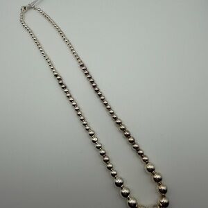 Sterling Silver Graduating Beaded Necklace - 12.4g